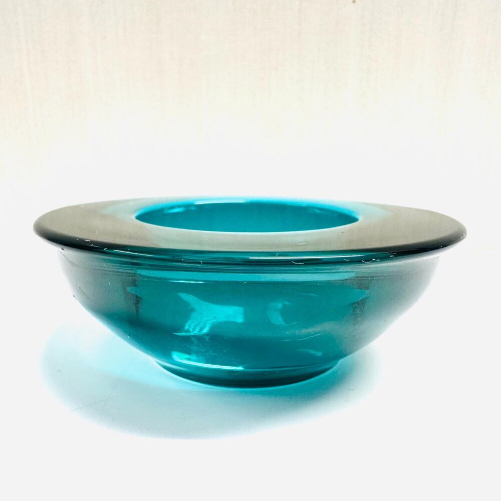 Crate and Barrel Glass Teal TeaLight Tea Lite Tea Light Holder